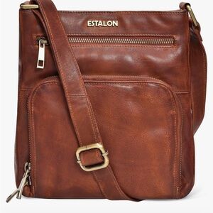 Estalon Leather Crossbody Bag NWT Brown